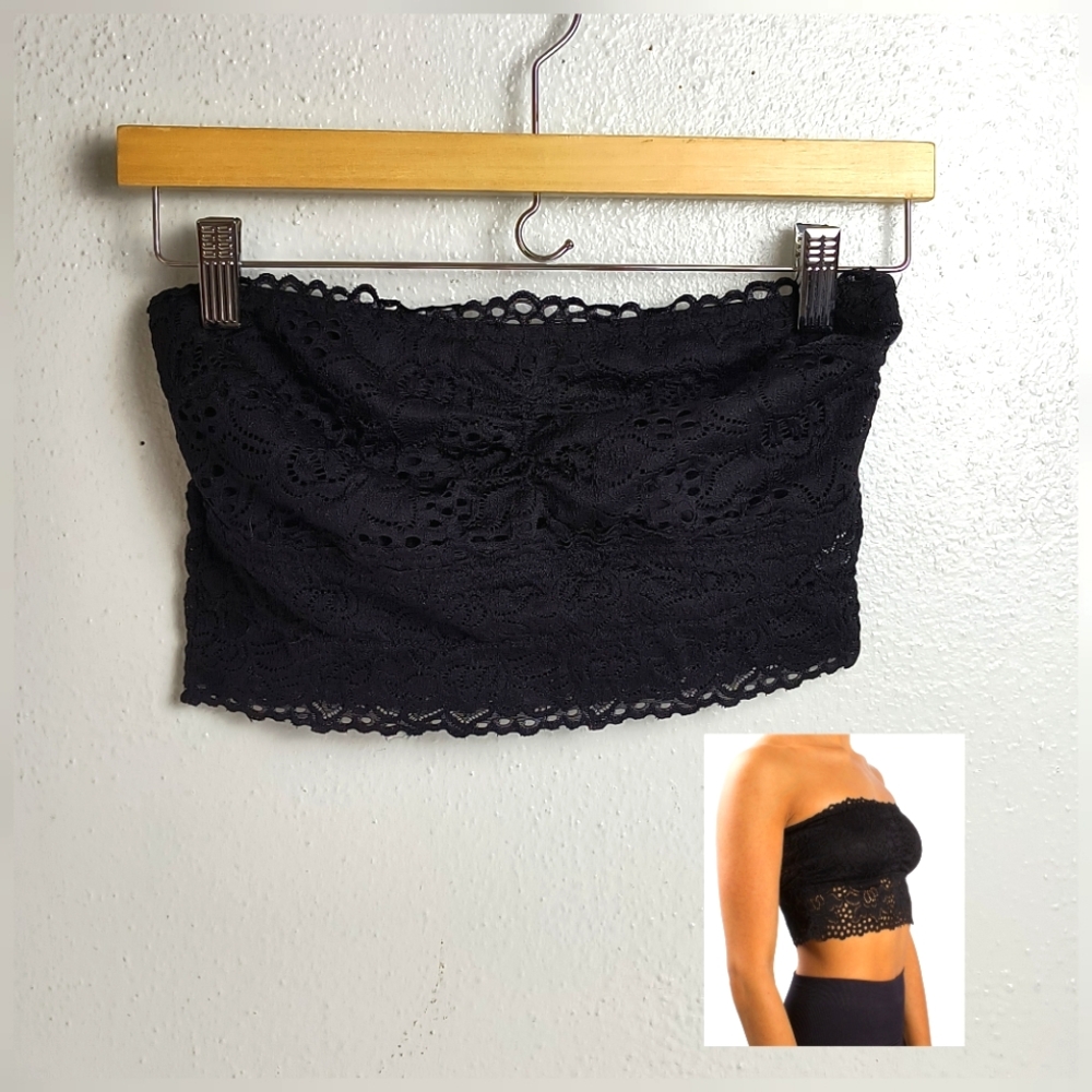 Altar'd State Bandeau Lace Top Medium Black